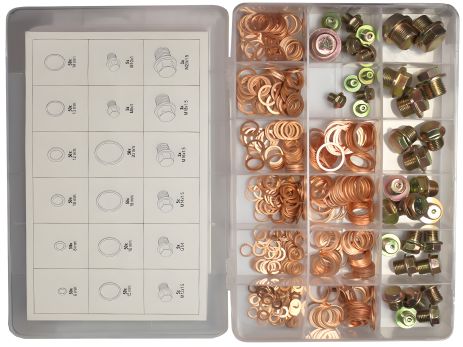 Набір з 534 мідних шайб 6-20 мм та заглушок, Yato YT-06864