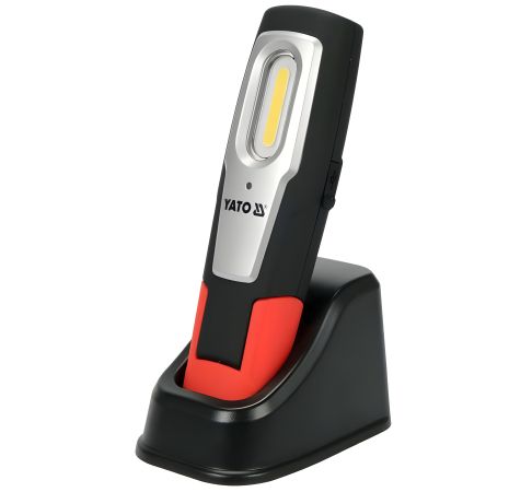 Переносная светодиодная лампа 3.7 В с аккумулятором Li-Ion, 2 режима 600/250 Lm, зарядное устройство USB Yato YT-08558 Переносная светодиодная лампа 3.7 В с аккумулятором Li-Ion, 2 режима 600/250 Lm, зарядное устройство USB Yato YT-08558