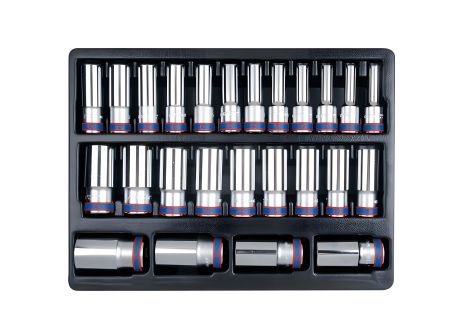 Набор глубоких метрических головок 25PC.1/2"DR. 12PT для тележки KING TONY 9-4235MR