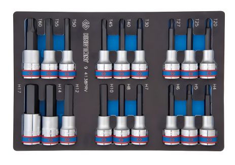 Набір торцевих головок 1/2", TORX, HEX, ложемент, 18 шт. KING TONY 9-4138PRV