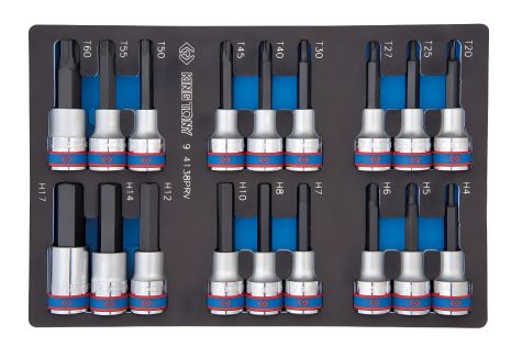 Набір торцевих головок 1/2", TORX, HEX, ложемент, 18 шт. KING TONY 9-4138PRV