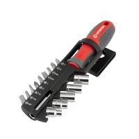 Викрутка з магнітним утримувачем для насадок, діаметр 1/4", довжина 100 мм, з комплектом насадок, 15 шт. INTERTOOL VT-3343