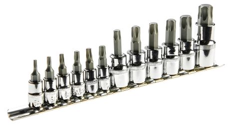 Набор сменных головок и насадок Torx 1/4", 3/8", 1/2", 12 шт. Topex 39D342