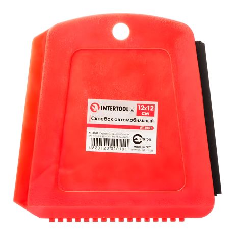 Автомобильный скребок для стекла с водосгоном, 12×12 см INTERTOOL (AT-0101)