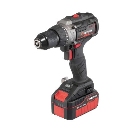 Акумуляторний ударний дриль-шурупокрут безщітковий 20 В, 100 Nm, 0-410/0-1800 об/хв, 2-13 мм, Li-ion, 4,0 Ач, ЗП 4 A, кейс INTERTOOL WT-0361
