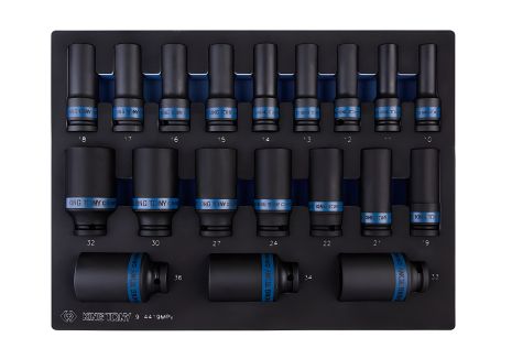 Набір довгих ударних торцевих головок 1/2" 19од (10-36mm) (EVA ложемент) KING TONY 9-4419MPV