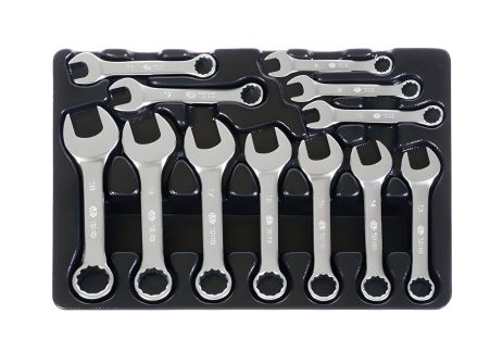 Комплект укороченных комбинированных ключей в ложементе, 12 предметов. KING TONY 9-1282MR Комплект укороченных комбинированных ключей в ложементе, 12 предметов. KING TONY 9-1282MR