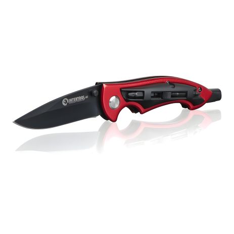 Складной нож, 206 мм, алюминий+пластик, 4 отвертки INTERTOOL HT-0592