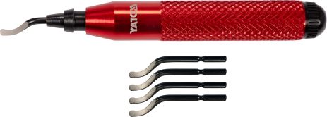 Нож для съема фаски и заусенцев універсальный алюминий/сталь, 5 запасных лезвий Yato YT-22363