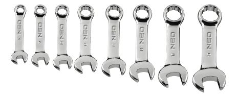 Короткий комбинированный ключ на 8-19 мм, набор 8 шт., CrV NEO 09-791