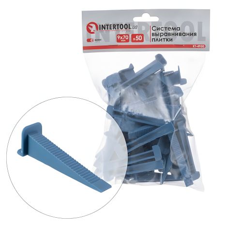 Плитки вирівнювання система, клин 9×70 мм, 50 шт., INTERTOOL KT-4950