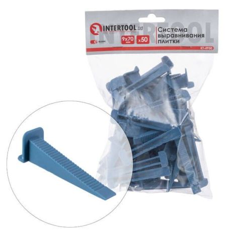 Система вирівнювання плитки, клин, 9×70 мм, 50 шт. INTERTOOL KT-4950