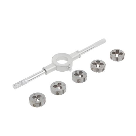 Набор плашек с держателем из 6 единиц для M4-M10, INTERTOOL SD-8019