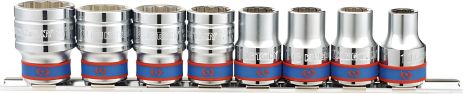 Набор головок 1/2" 8 ед., 12-граней, 10-22 мм на планке, King Tony 4010MR Набор головок 1/2" 8 ед., 12-граней, 10-22 мм на планке, King Tony 4010MR