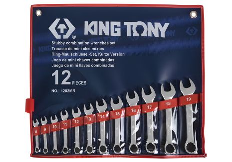 Комплект укорочених комбінованих ключів 8-19 мм, 12 ін. KING TONY 1282MR