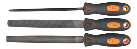 Набір напильників по металу, 3 шт., двокомпонентна рукоятка, сталь T12, зернистість 2 NEO 37-605