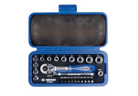 Комплект головок 1/4", 25 ед. (4-13 мм), KING TONY 2525MRE