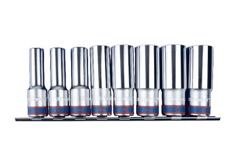 Набір глибоких торцевих головок 1/2", 8 шт., 6 граней, 12-23мм, KING TONY (4308MR10)