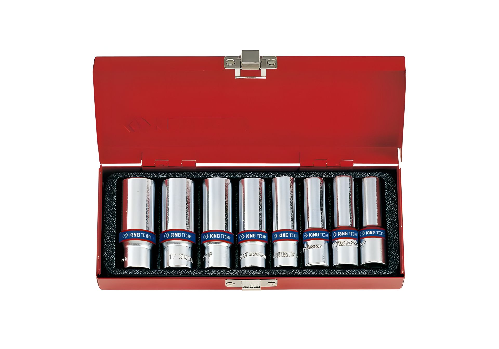 Набір глибоких головок KING TONY 3508MR - 3/8" глиб., 6-гр., 8 пр. (10-19mm) Набір глибоких головок KING TONY 3508MR - 3/8" глиб., 6-гр., 8 пр. (10-19mm)