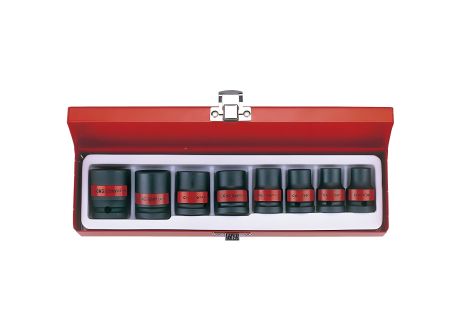 Набор ударных торцевых головок 1/2", шестигранные, дюймовые, 8 предметов. KING TONY 4408SP