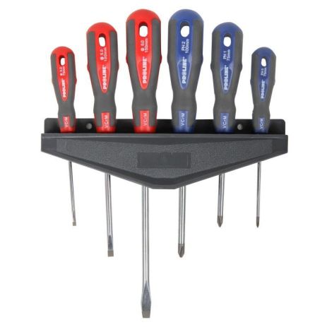 Набор отверток 6шт. (плоские - 3.2х75, 5х100, 6х150 крестовидные - 0х75, 1х75, 2х100) PROLINE 10207