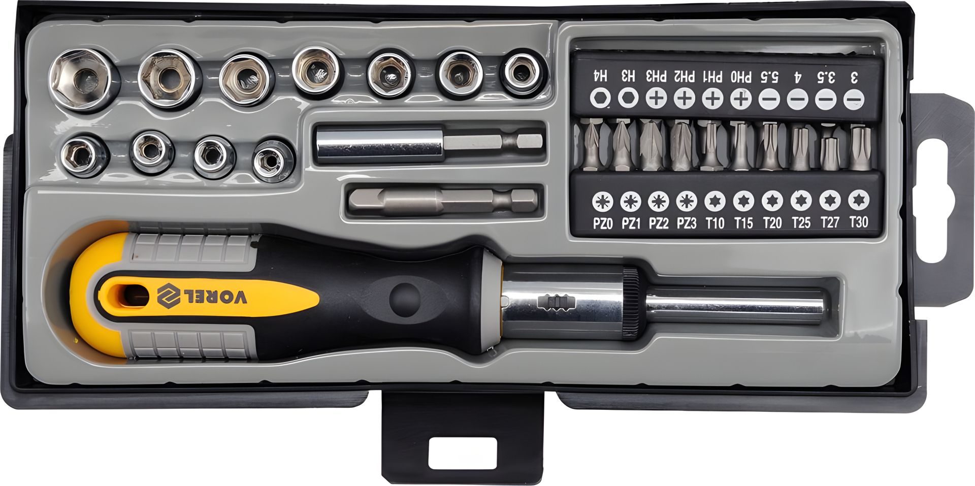 Трещоточная отвертка с 36 битами Vorel 64660 Трещоточная отвертка с 36 битами Vorel 64660