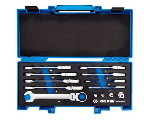 ЕВО KING TONY 13013MRE, набір ключів з тріскачкою і карданом, 13 предметів