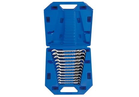 Комбінований набір ключів із шарніром та тріскачкою 12 шт. (8-19 мм) у кейсі KING TONY 13012MR