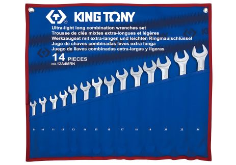 Набір комбінованих ключів, 8-24 мм, чохол з треотону, 14 шт. KING TONY 12A4MRN