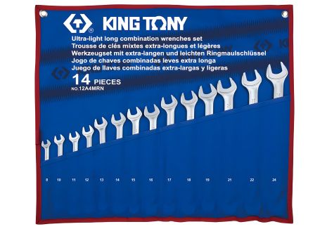 Набір комбінованих ключів, 8-24 мм, чохол з треотону, 14 шт. KING TONY 12A4MRN