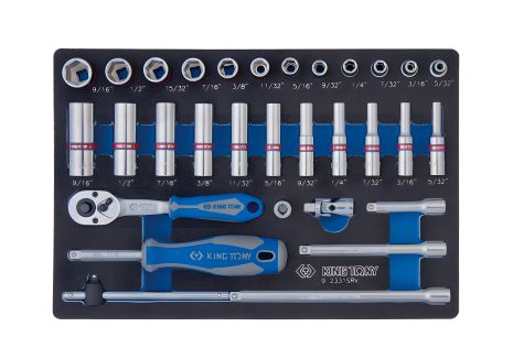 Набор торцевых головок с принадлежностями 1/4", шестигранные, 5/32"-9/16", 31 предмет KING TONY 9-2331SRV
