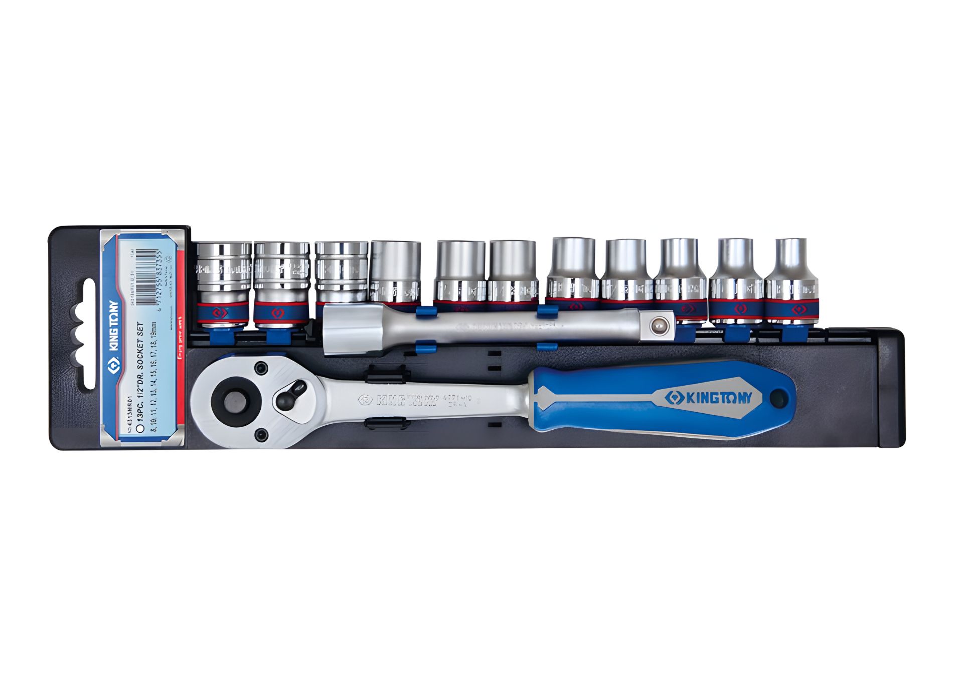 Набор головок 1/2" 13 ед. 6-ти гранные,длинные (8-19mm) в холдере KING TONY 4313MR01 Набор головок 1/2" 13 ед. 6-ти гранные,длинные (8-19mm) в холдере KING TONY 4313MR01