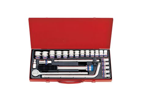 Набір головок 1/2" 24 од., 6-ти гран., KING TONY 4524MR