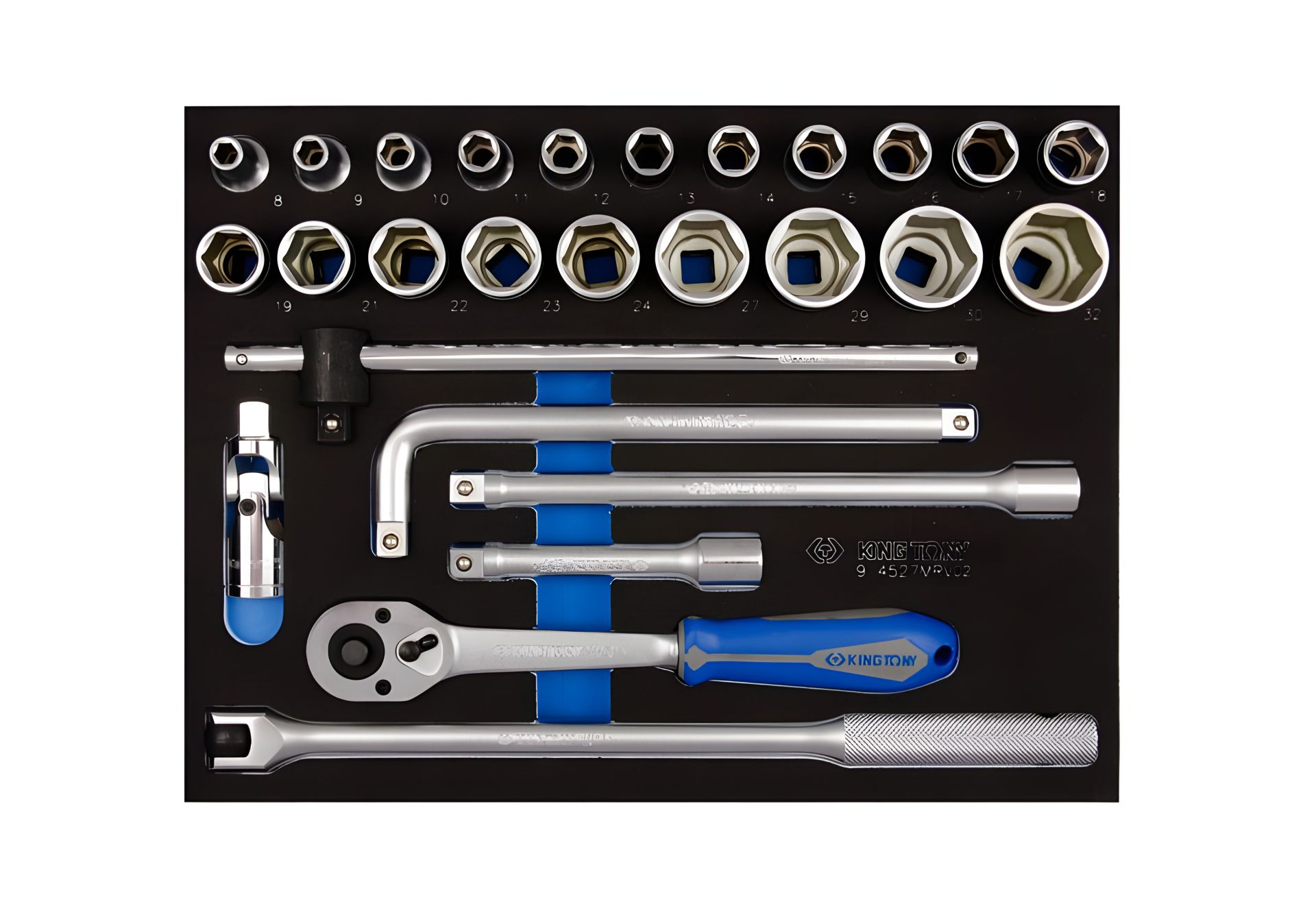 Комплект торцевых головок 1/2" 27 предметов (EVA ложемент) KING TONY 9-4527MRV02 Комплект торцевых головок 1/2" 27 предметов (EVA ложемент) KING TONY 9-4527MRV02