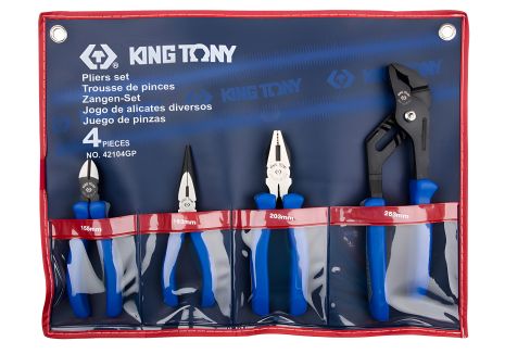 Набор шарнирно-губцевого инструмента из 4 предметов KING TONY 42104GP