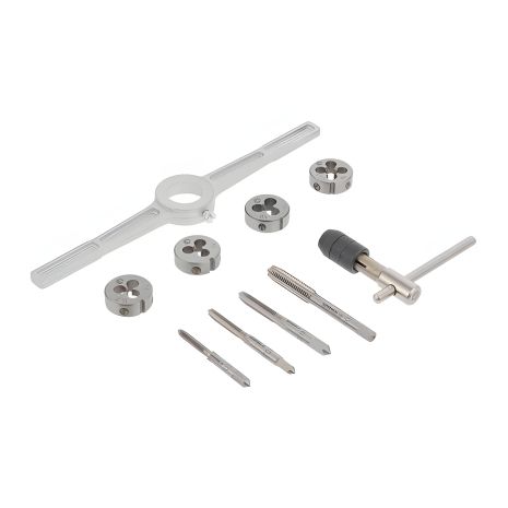 Набор плашек и метчиков, 10 ед., M4-M8, INTERTOOL SD-8025