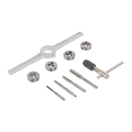 Набор плашек и метчиков, 10 ед., M4-M8, INTERTOOL SD-8025