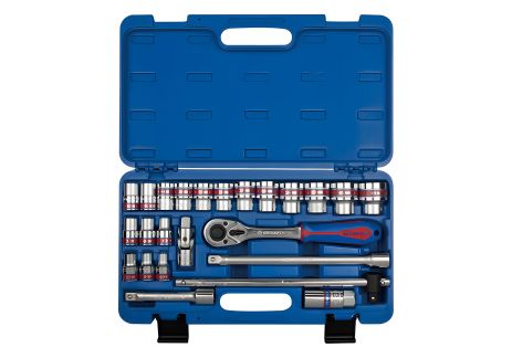 Набор головок 1/2" 24 единицы, 12-гранные, короткие, дюймовые 1/2"-1-1/4" в кейсе KING TONY ST4028SR Набор головок 1/2" 24 единицы, 12-гранные, короткие, дюймовые 1/2"-1-1/4" в кейсе KING TONY ST4028SR