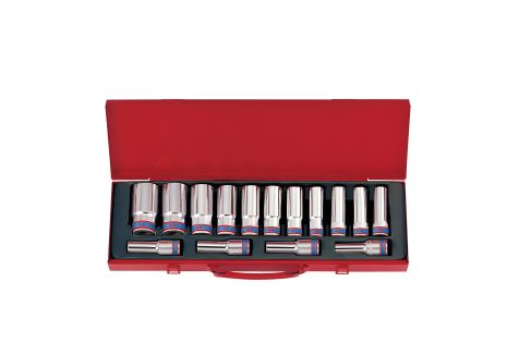 Набор глубоких головок 1/2" (10-32 мм), 12 граней, 15 штук, KING TONY 4215MR