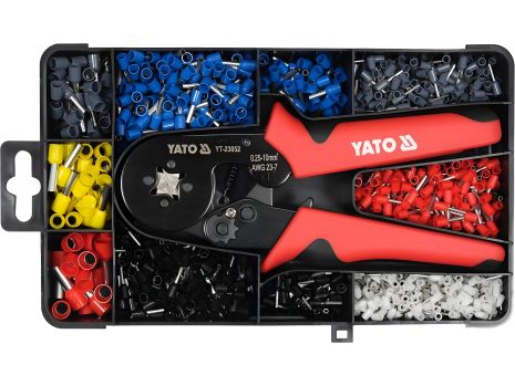 Клещи для втулочных наконечников проводов L=175мм, с насадкой. 0.25-10 мм² 1200 шт Yato YT-23052