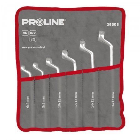 Набір гайковий накидних зігнутих ключів 6шт (6х7-16х17мм) CrV PROLINE 36506