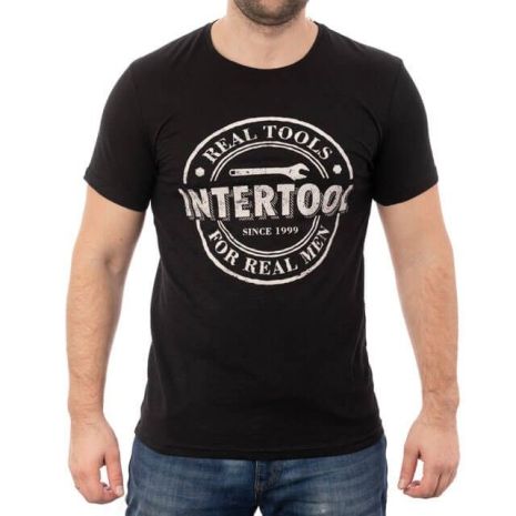 Футболка черная, 100% хлопок, L INTERTOOL SP-2203
