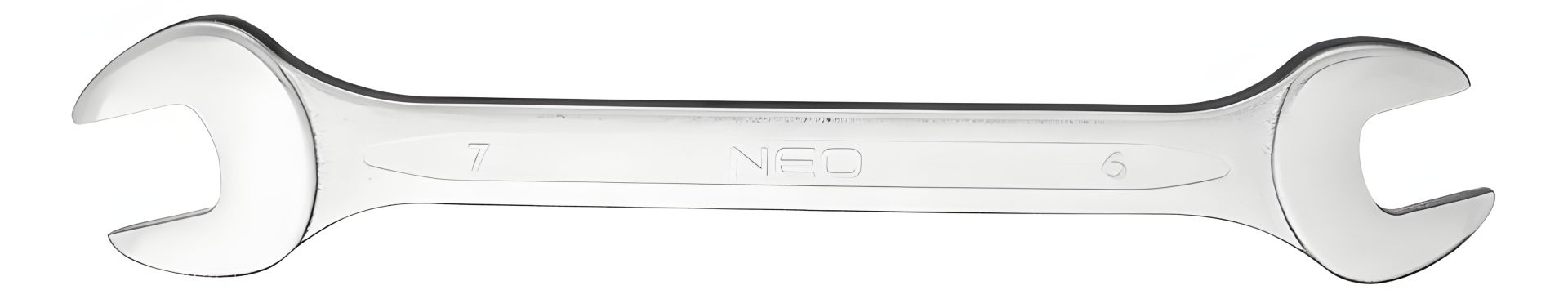 Ріжковий двосторонній ключ NEO 09-814, 14х15 мм, сталь CrV, DIN3110, сатинований, перештампований, полірована головка Ріжковий двосторонній ключ NEO 09-814, 14х15 мм, сталь CrV, DIN3110, сатинований, перештампований, полірована головка