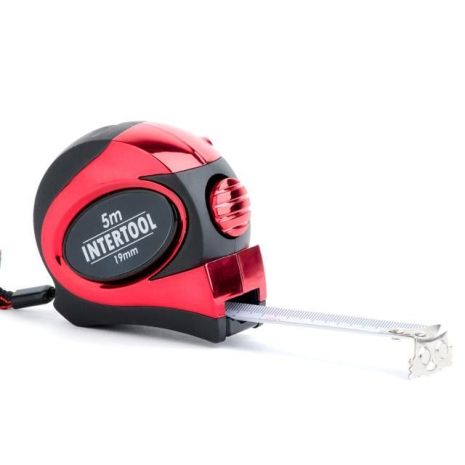 Рулетка 5 м x 19 мм с автоматической блокировкой полотна, на зацепе полотна установлены магниты INTERTOOL MT-0805 Рулетка 5 м x 19 мм с автоматической блокировкой полотна, на зацепе полотна установлены магниты INTERTOOL MT-0805