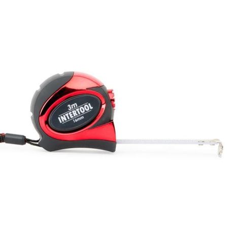 Рулетка 3 м x 16 мм с автоматической блокировкой полотна, на зацепе полотна установлены магниты INTERTOOL MT-0803 Рулетка 3 м x 16 мм с автоматической блокировкой полотна, на зацепе полотна установлены магниты INTERTOOL MT-0803