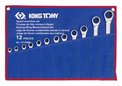 Набір тріскачкових ключів 12 шт (8-24 мм) KING TONY 12112MRN