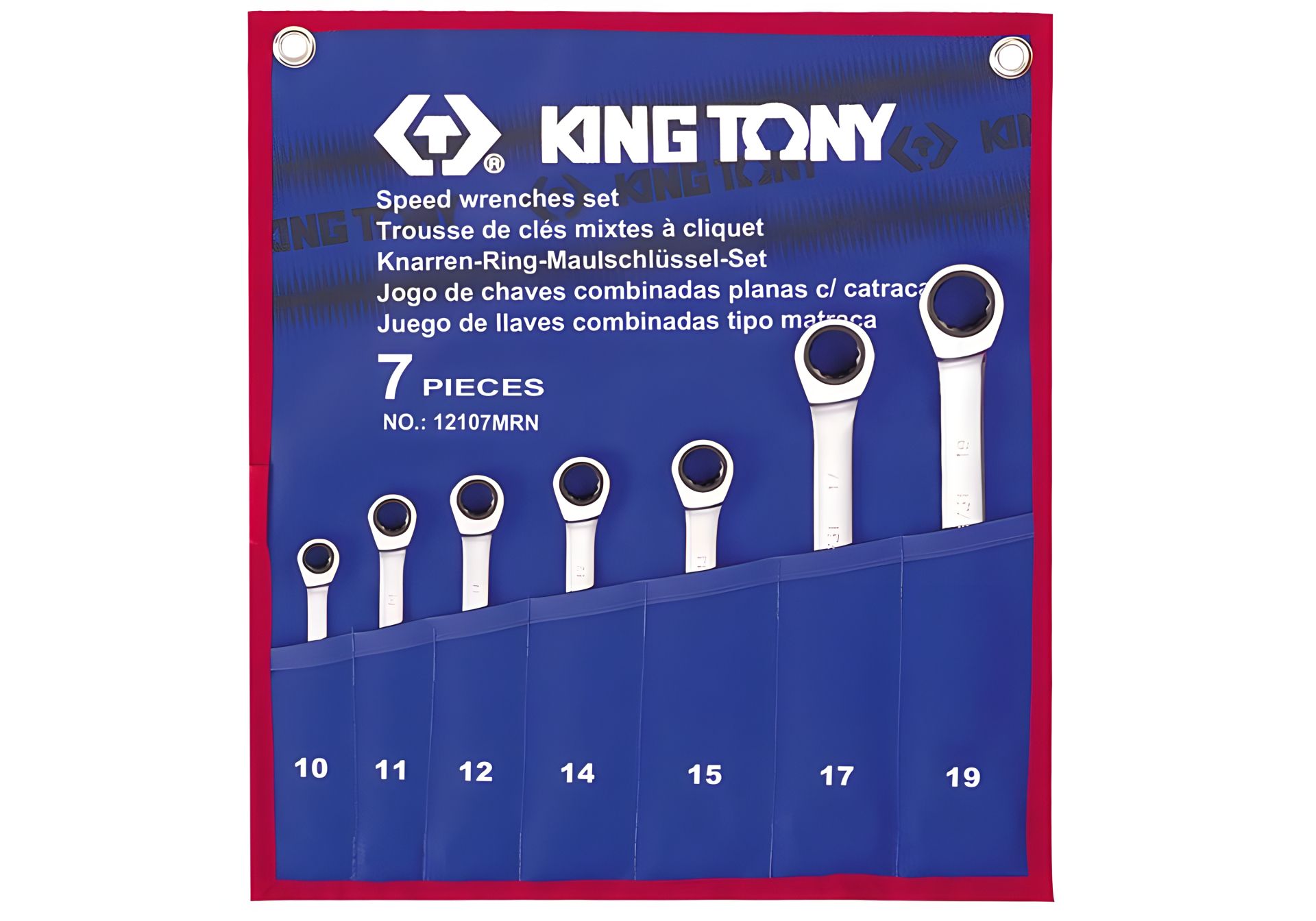 Гайкових ключів комбі з тріскачкою набір 7 шт. (10-19 мм) KING TONY 12107MRN Гайкових ключів комбі з тріскачкою набір 7 шт. (10-19 мм) KING TONY 12107MRN
