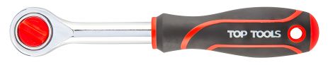Тріскачка 1/4" 24 зубці з гумовою рукояткою від Top Tools 38D101