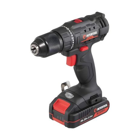 Шуруповерт-дрель аккумуляторная 20 В, 35 Nm, 0-450/0-1500 об/мин, Li-ion, 2-13 мм, 2,0 Ач, зарядное устройство 2 A, кейс INTERTOOL WT-0350 Шуруповерт-дрель аккумуляторная 20 В, 35 Nm, 0-450/0-1500 об/мин, Li-ion, 2-13 мм, 2,0 Ач, зарядное устройство 2 A, кейс INTERTOOL WT-0350