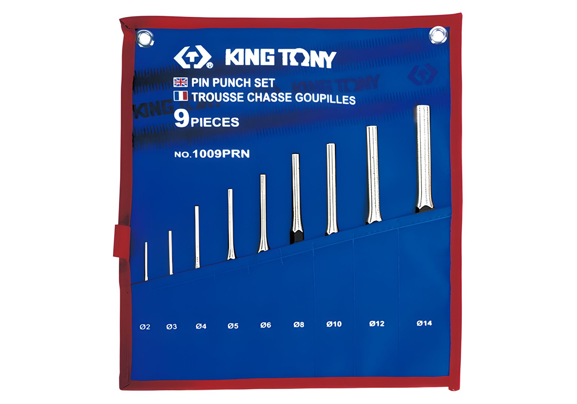 Набор выколоток 2-14 мм, 9 предметов KING TONY 1009PRN Набор выколоток 2-14 мм, 9 предметов KING TONY 1009PRN